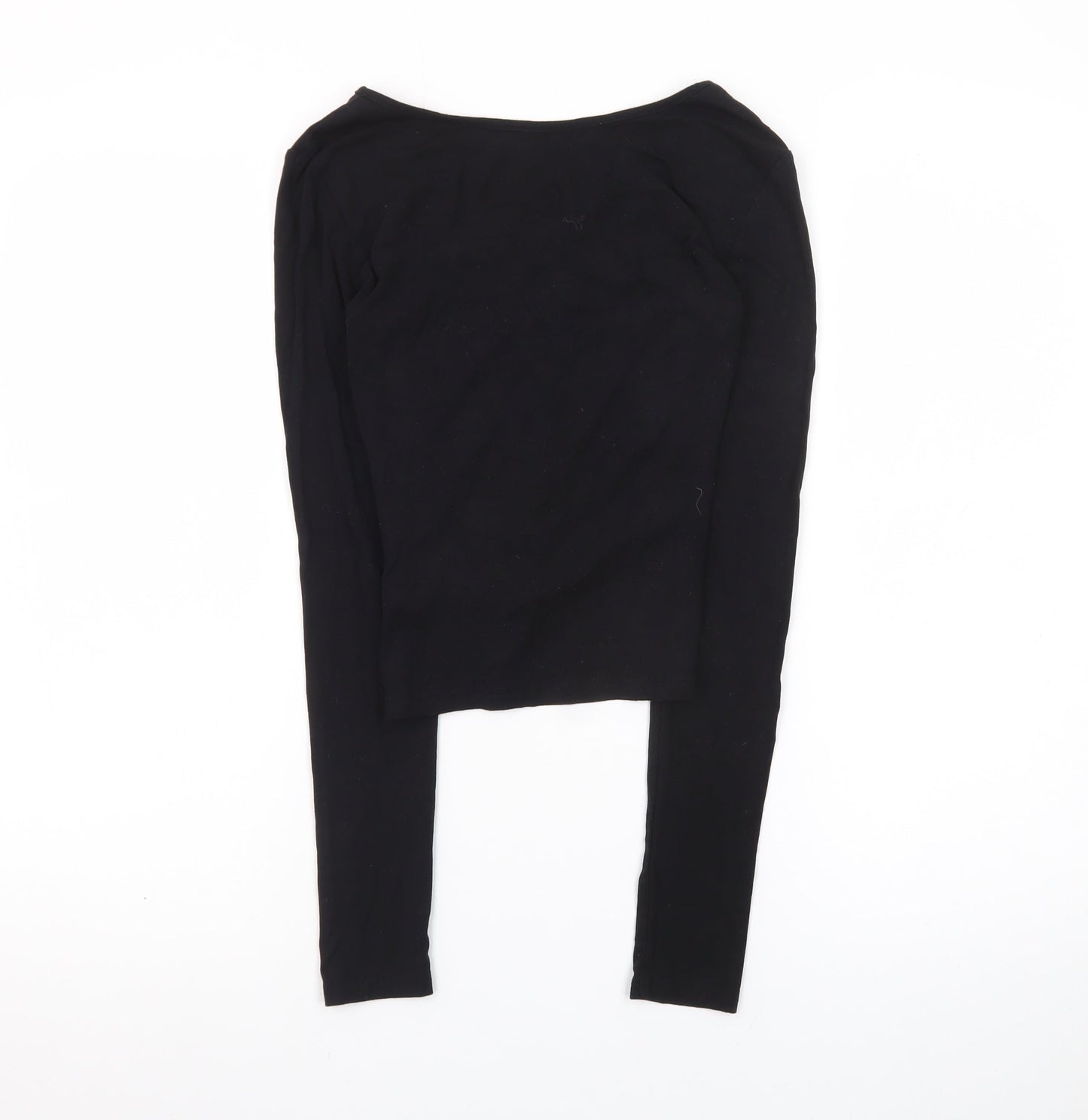 Commense Women’s Black XS Cropped Long Sleeve V-Neck Top