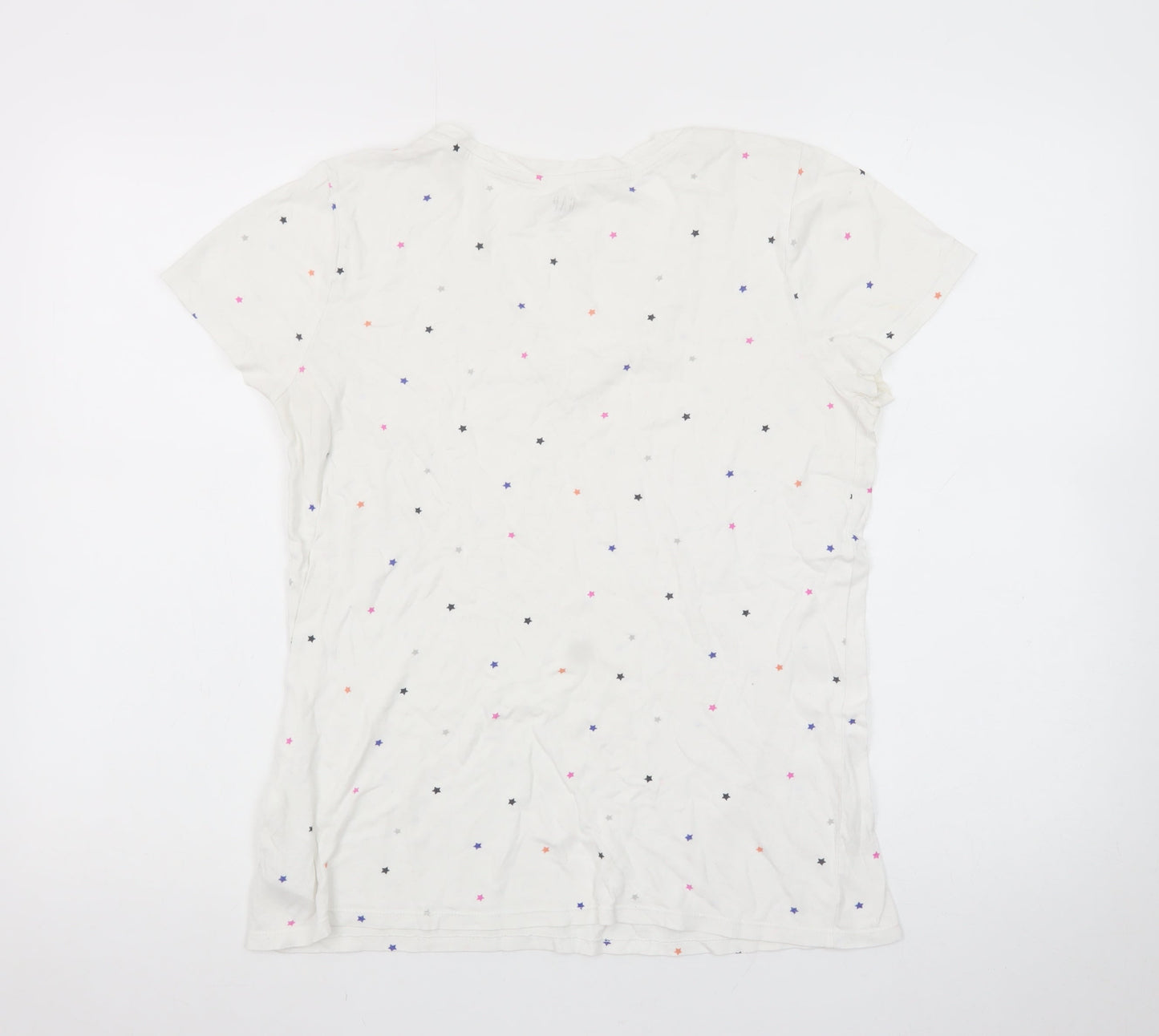GAP Women's White Star Print V-Neck Cotton T-Shirt Size M