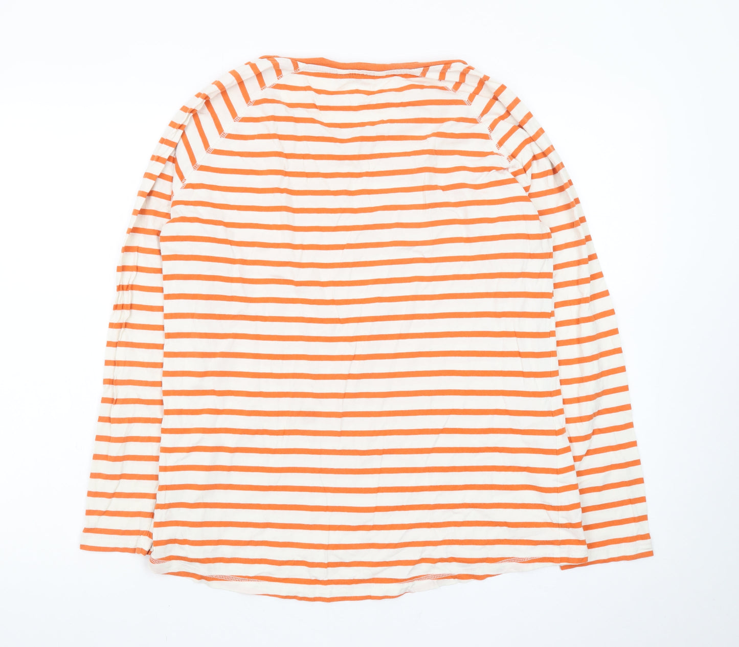 Next Women’s Orange White Striped Long Sleeve Cotton T-Shirt Size 14