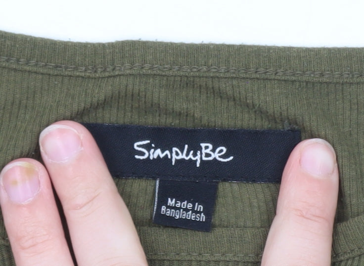 SimplyBe Women Green Size 16 3/4 Sleeve Jersey T-Shirt Dress