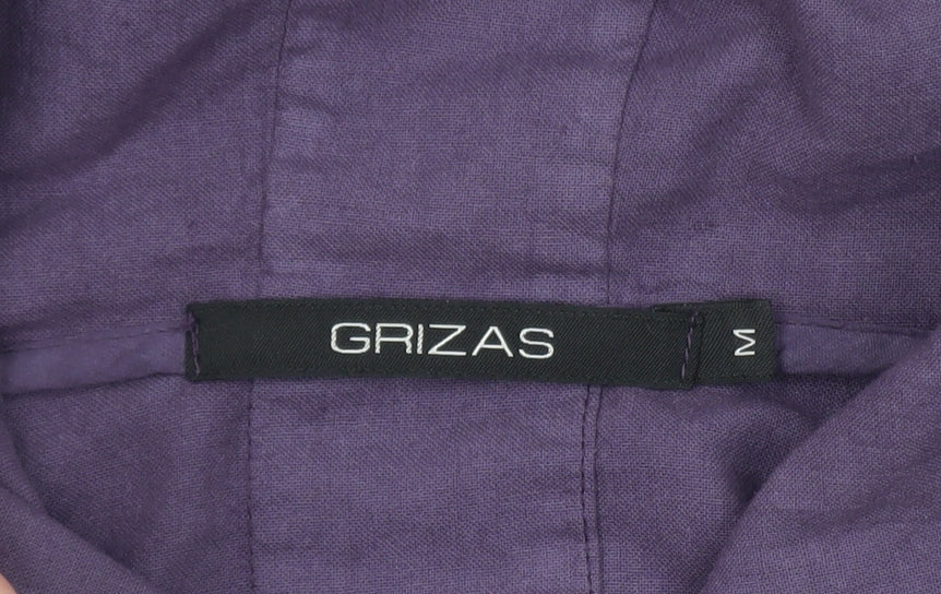 Grizas Women Purple Cotton Hooded Long Parka Coat Size M