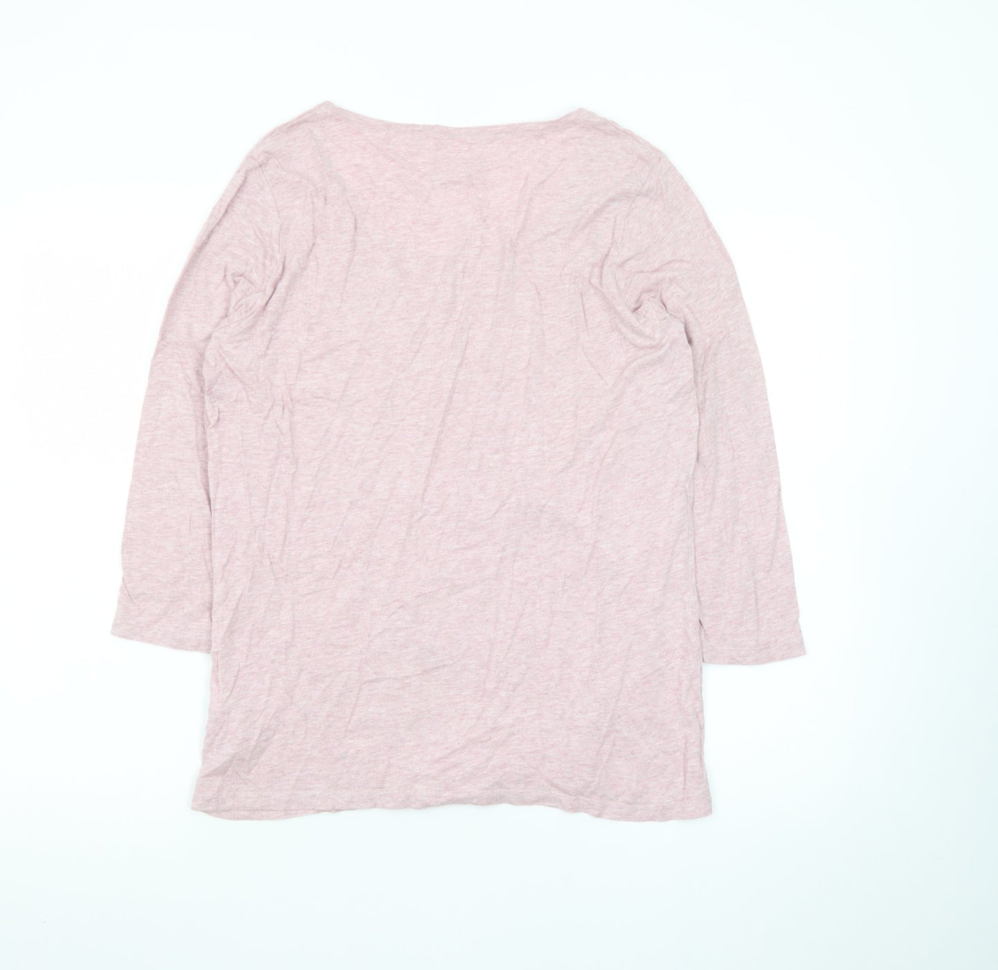 FatFace Women Pink 3/4 Sleeve Cotton Basic T-Shirt UK 10
