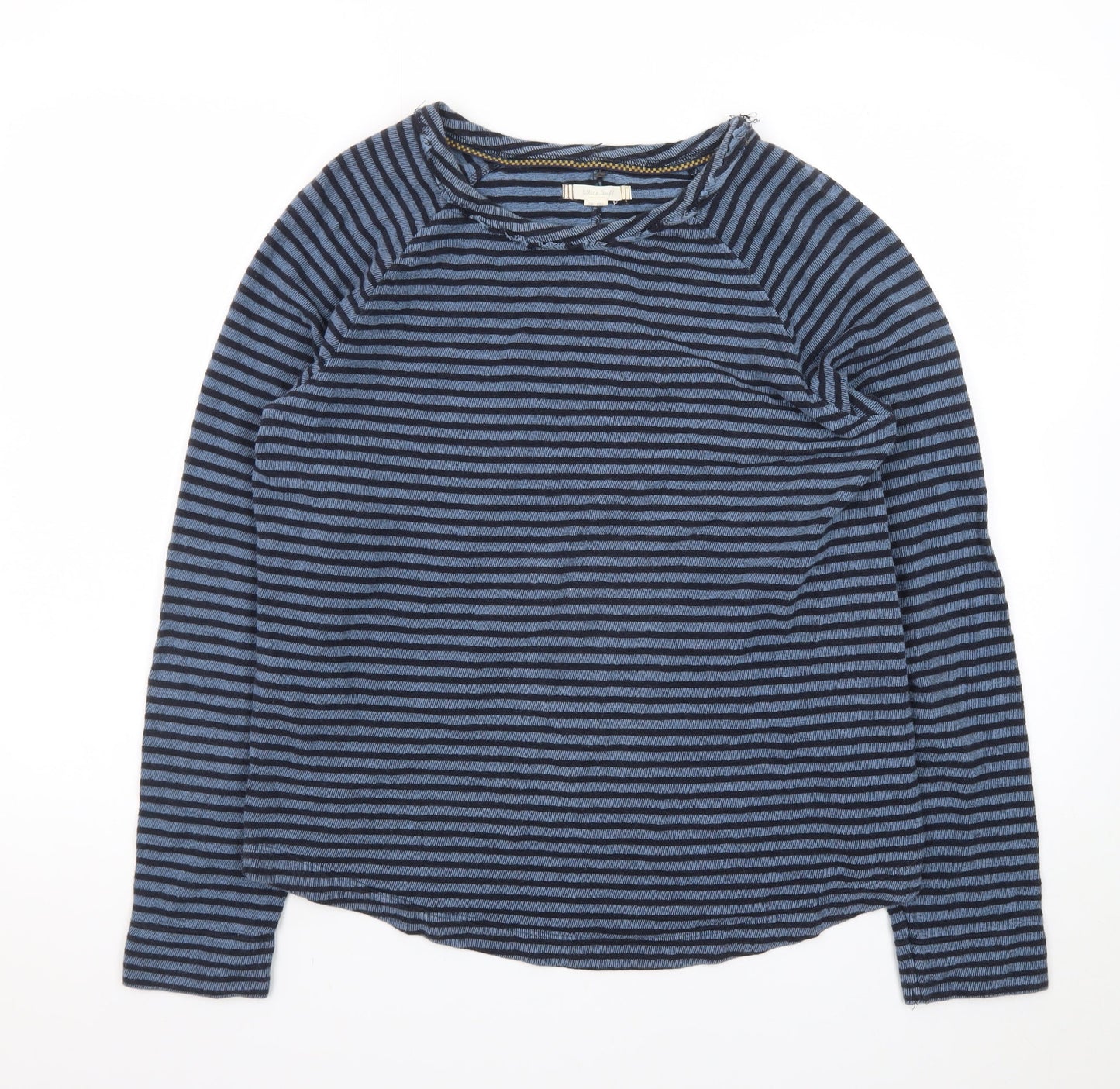 White Stuff Women Blue Striped Long Sleeve Cotton T-Shirt UK 12