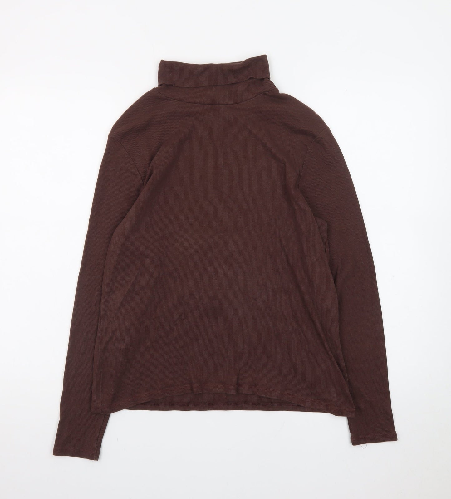 Marks and Spencer Women Brown Roll Neck Long Sleeve Jersey Top Size 18