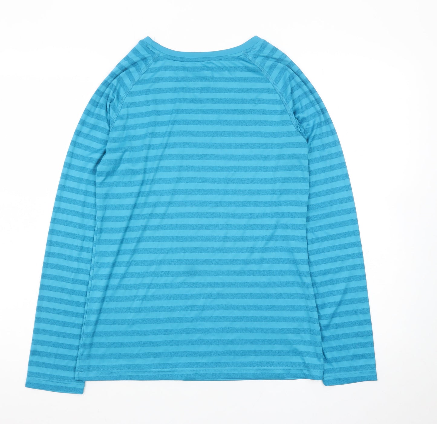 Crane Women's Blue Striped Long Sleeve Polyester T-Shirt Size 12-14