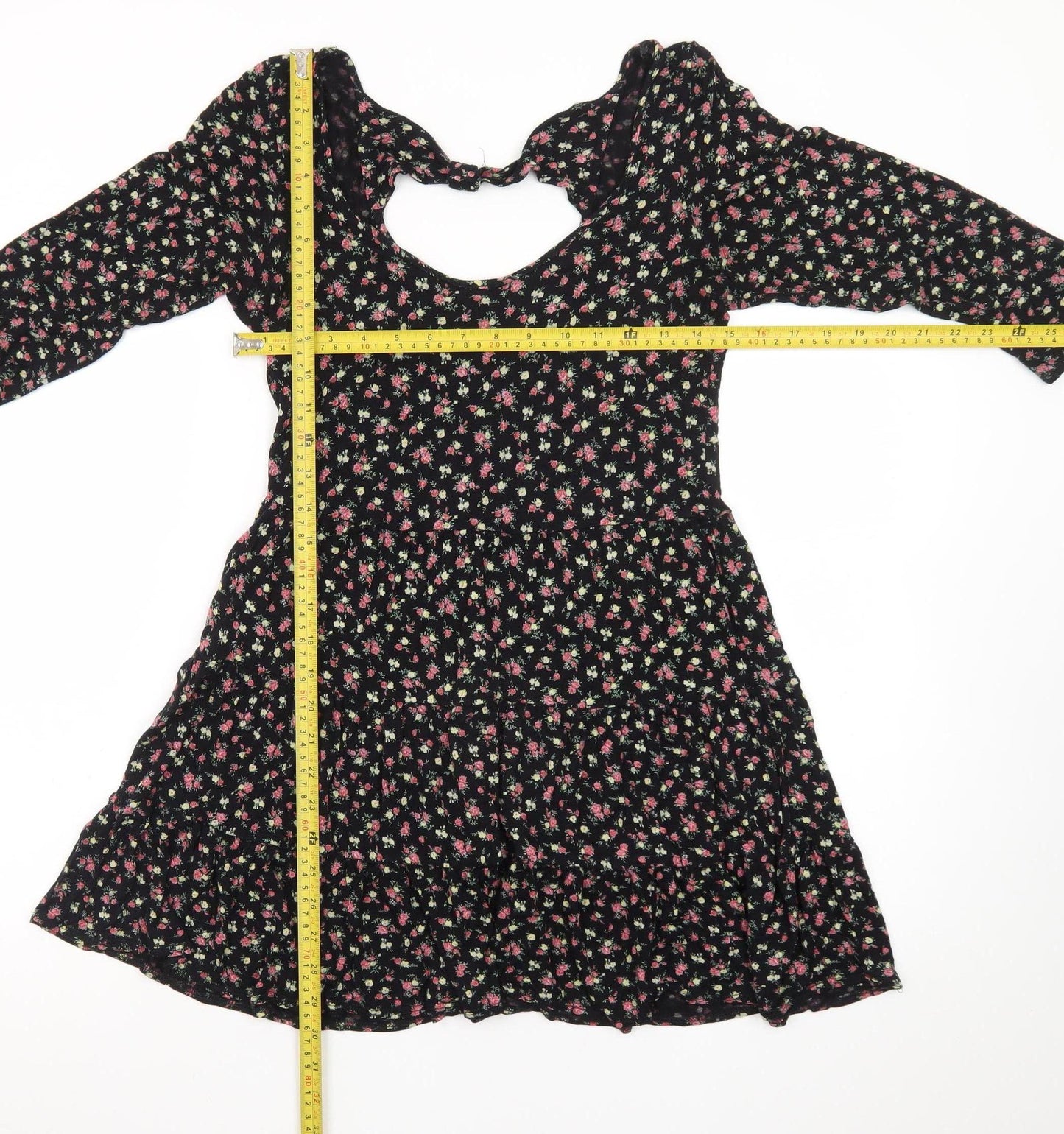Dorothy Perkins Women's Black Floral Skater Dress Size 14