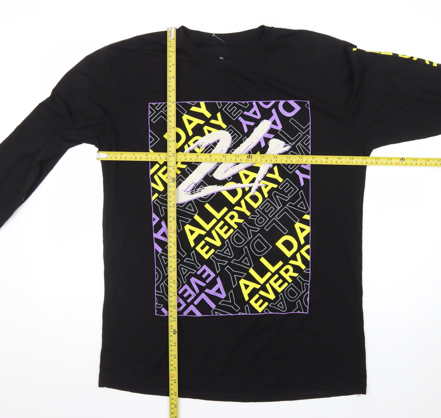 Launder Men's Black Long Sleeve Graphic T-Shirt Size L