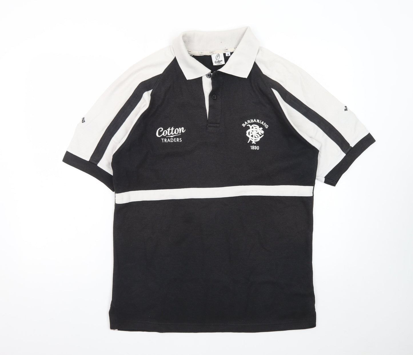 Cotton Traders Men's Black Rugby Polo Shirt Size M Sportswear