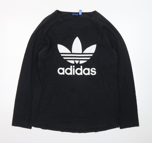 Adidas Men's Black Long Sleeve Crew Neck Graphic T-Shirt Size L