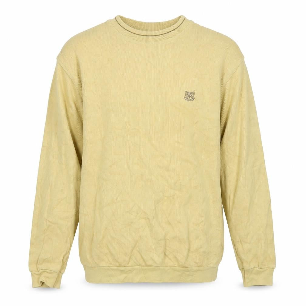 Basic Line Men's Beige Cotton Crew Neck Pullover Jumper M