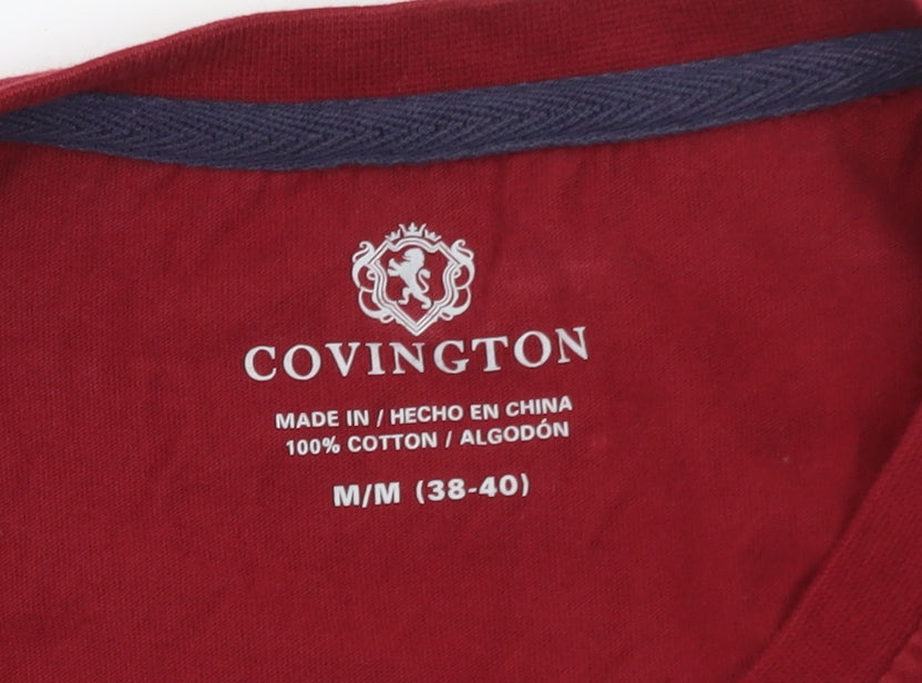 Covington Men's Red Long Sleeve Crew Neck Cotton T-Shirt Size M