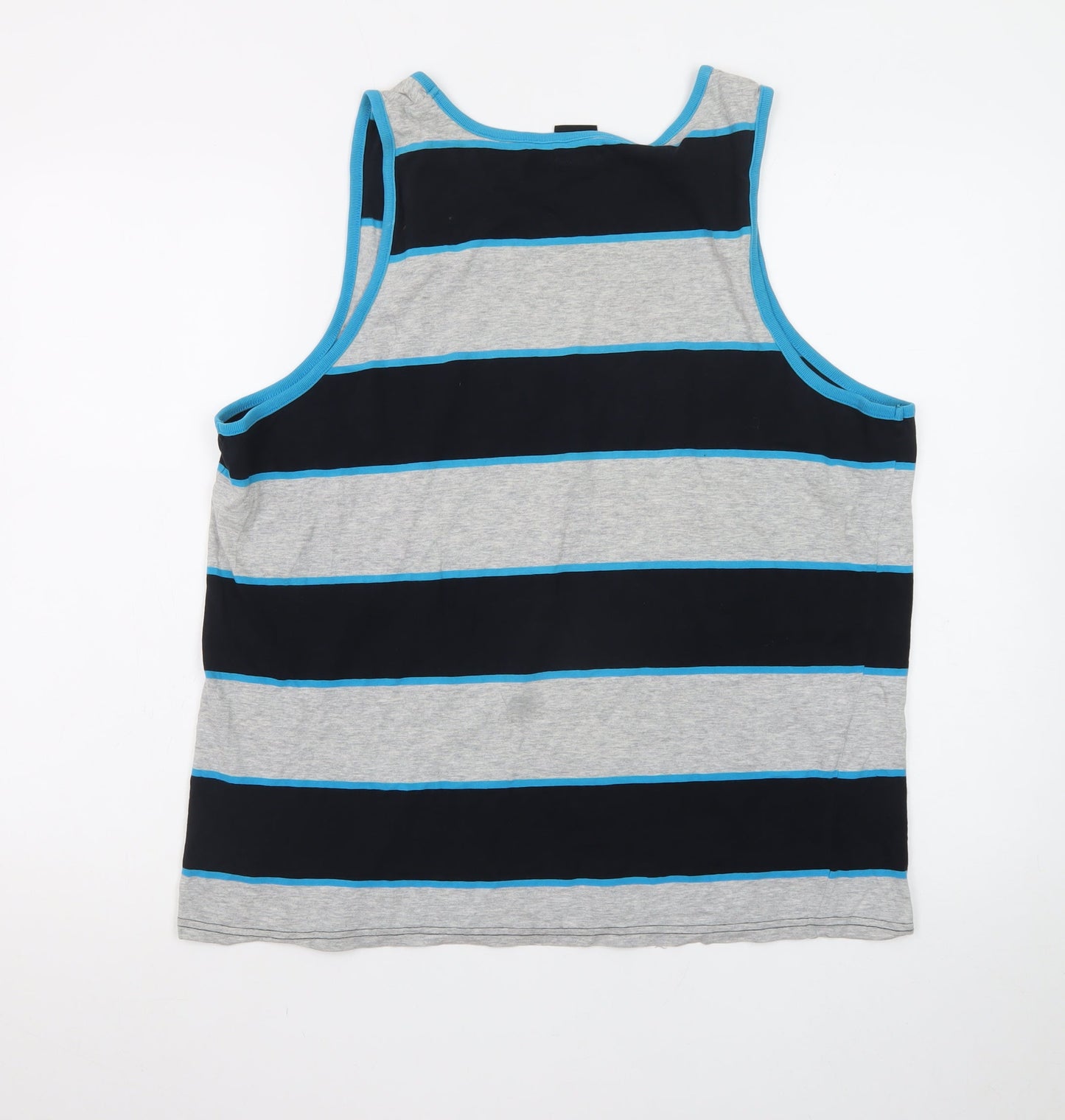 DC Mens Grey Blue Striped Sleeveless Tank Top L Casual Cotton