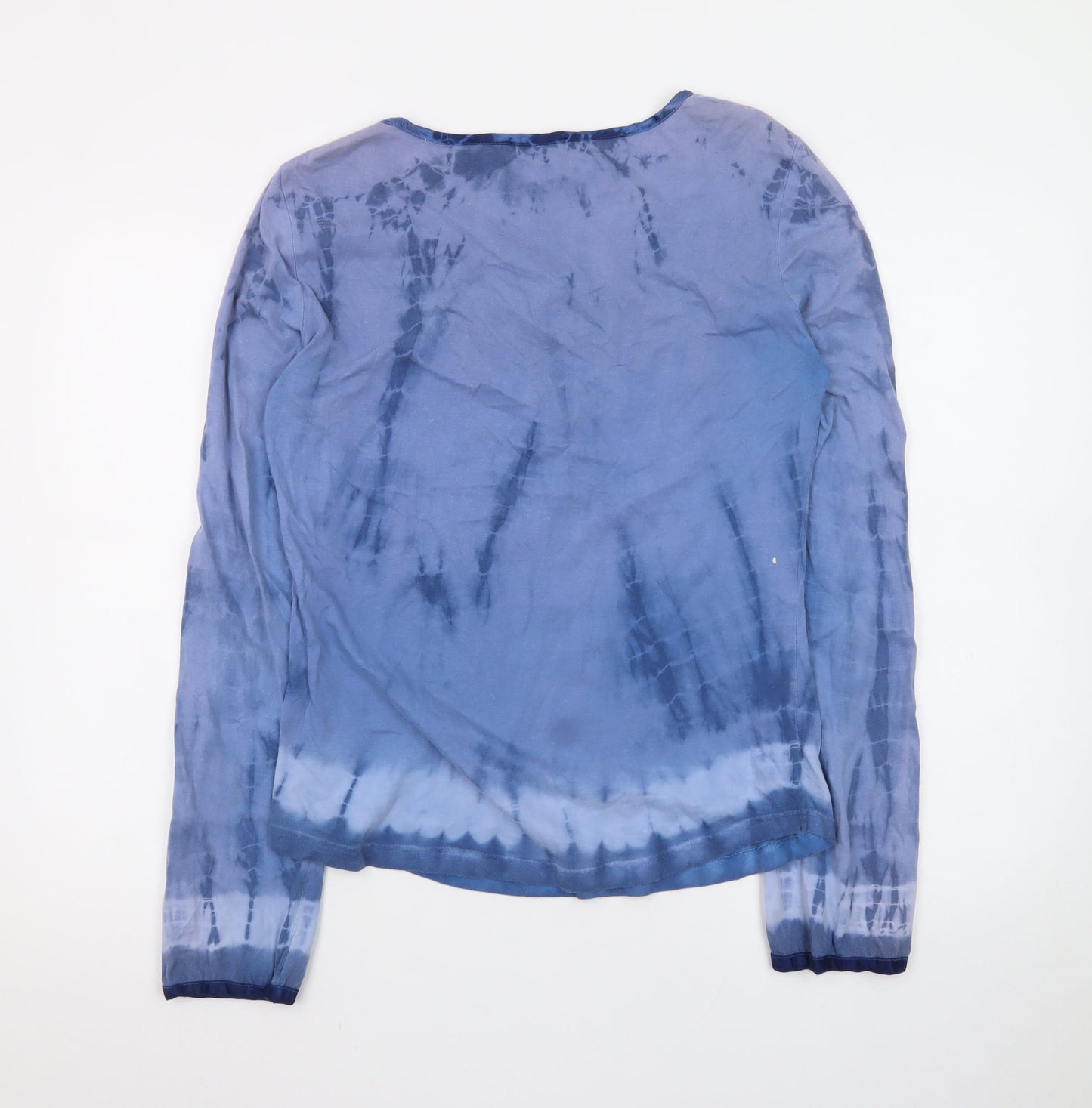 Nomads Womens Blue Tie Dye Cotton Blouse Long Sleeve Boho L