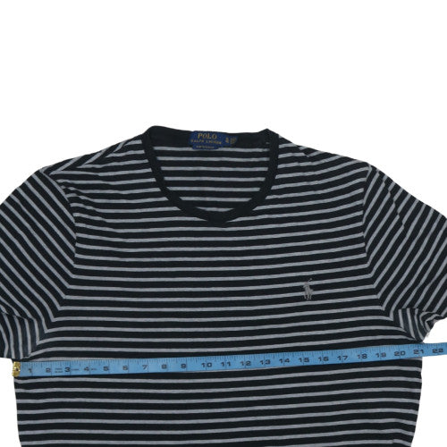 Polo Ralph Lauren Men's Black Grey Striped Custom Slim Fit T-Shirt XL