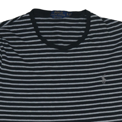 Polo Ralph Lauren Men's Black Grey Striped Custom Slim Fit T-Shirt XL