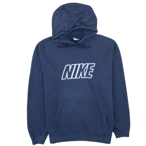Nike Men's Blue Pullover Hoodie L Fleece Logo Sportswear