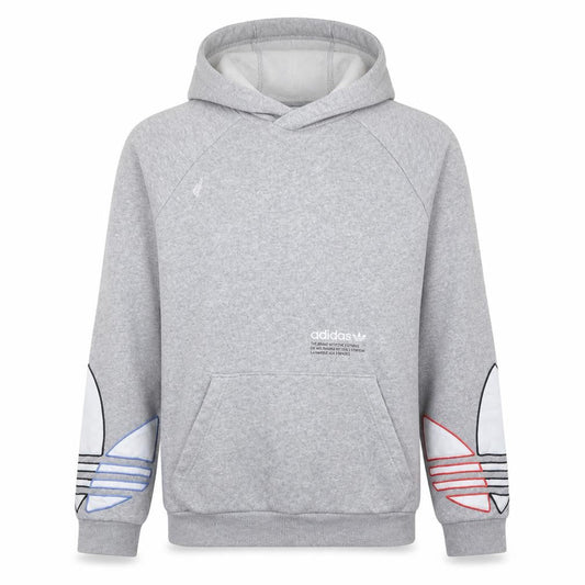 adidas Mens Grey Pullover Hoodie M Logo Graphic Sportswear