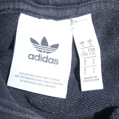 adidas Mens Black Pullover Hoodie L Regular Fit Fleece Sportswear