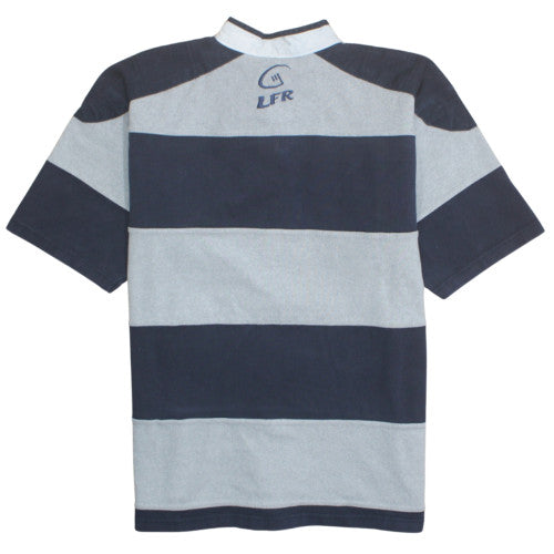 Live For Rugby Scotland Men's Blue Striped Polo Shirt L Short Sleeve
