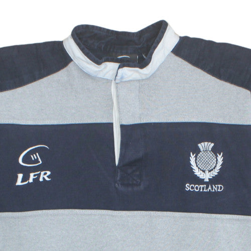 Live For Rugby Scotland Men's Blue Striped Polo Shirt L Short Sleeve