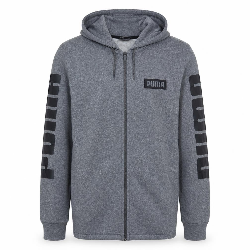Puma Men’s Grey Full Zip Hoodie Size S Logo Graphic Sportswear