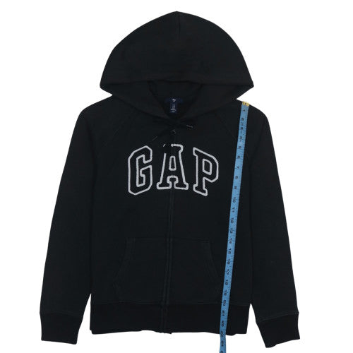 GAP Men Black Full Zip Hoodie M Logo Fleece Sweatshirt