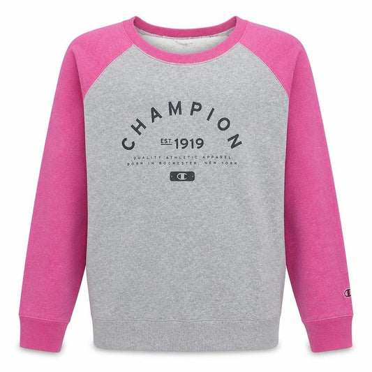 Champion Unisex Grey Pink 2XL Pullover Crew Neck Sweatshirt