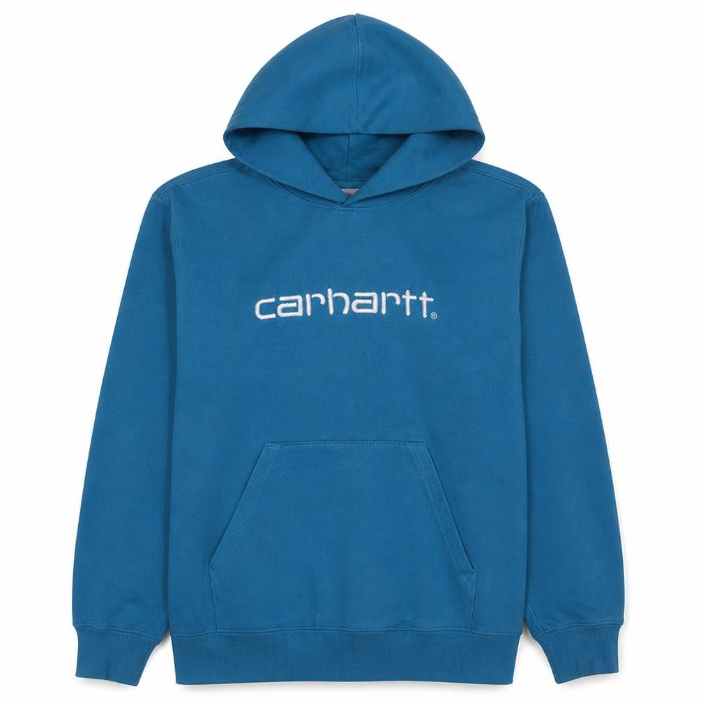 Carhartt Men's Blue Pullover Hoodie Size M Logo Streetwear Sweatshirt