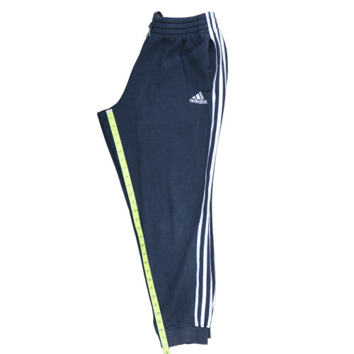 Adidas Mens Blue Large Fleece Joggers with Logo and Drawstring Waist