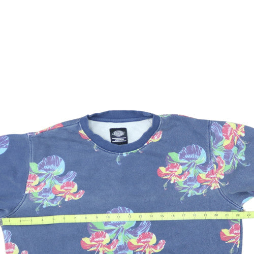 Dickies Mens Blue Floral Crew Neck Cotton Sweatshirt Size M