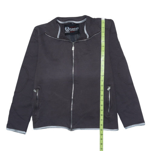 Belstaff Women Black Full Zip Hoodie Jacket Size L Logo Embroidered
