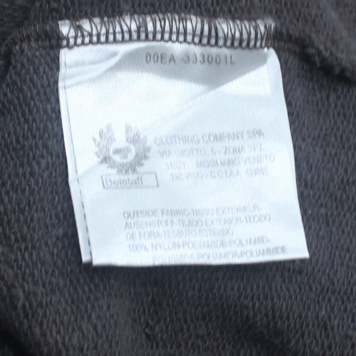Belstaff Women Black Full Zip Hoodie Jacket Size L Logo Embroidered