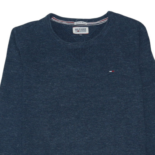 Hilfiger Denim Women Blue XXL Pullover Sweatshirt Cotton Blend Crew Neck
