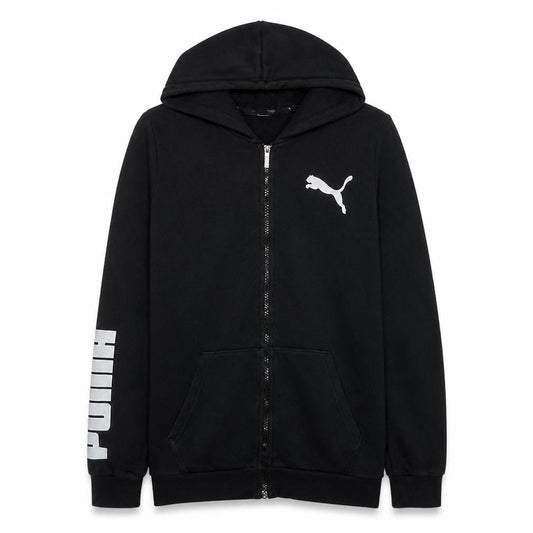 Puma Womens Black L Full Zip Hoodie with Logo Print