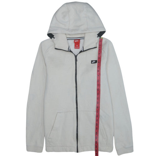 Nike Men's White Full Zip Hoodie M Fleece Sweatshirt