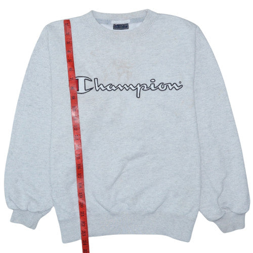 Champion Womens Grey Small Pullover Sweatshirt Logo Crew Neck