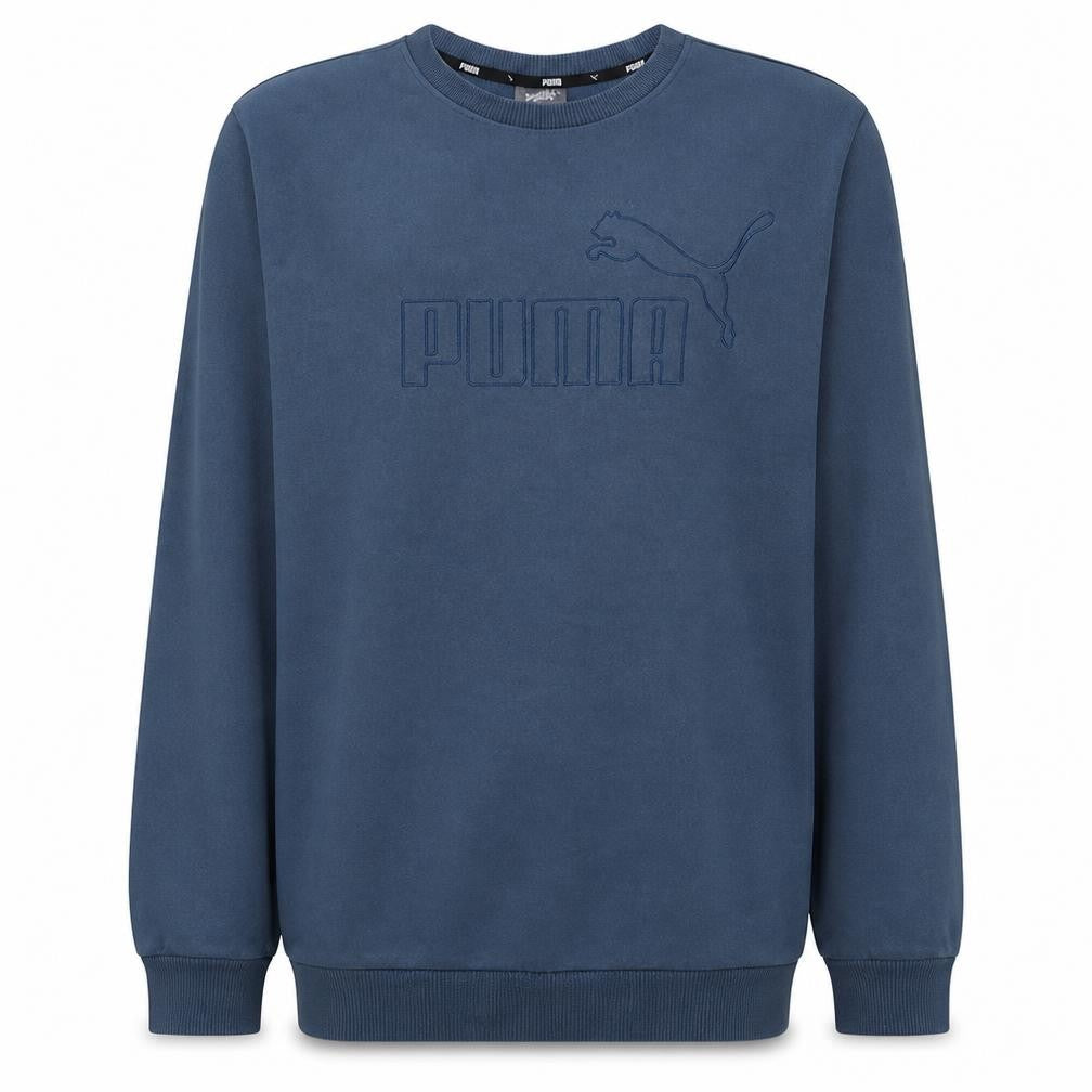 Puma Men's Blue Crew Neck Logo Sweatshirt Size L Regular Fit