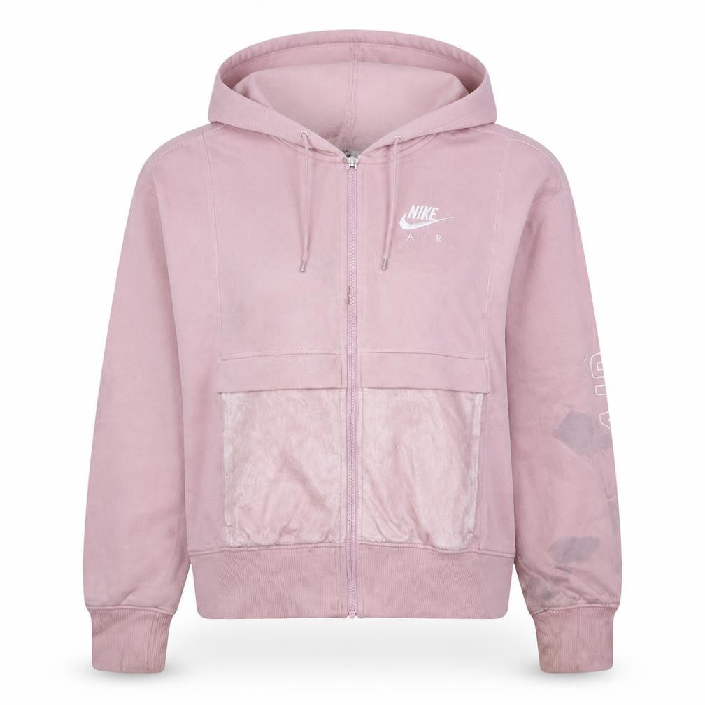 Nike Women Pink Full Zip Hoodie Air Logo Medium Cotton Blend