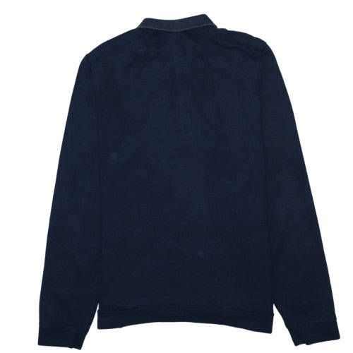Hugo Boss Men’s Blue Collared Henley Sweatshirt XL Regular Fit