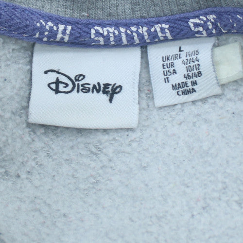 Disney Womens Grey Stitch Sweatshirt L 14/16 Crew Neck Pullover