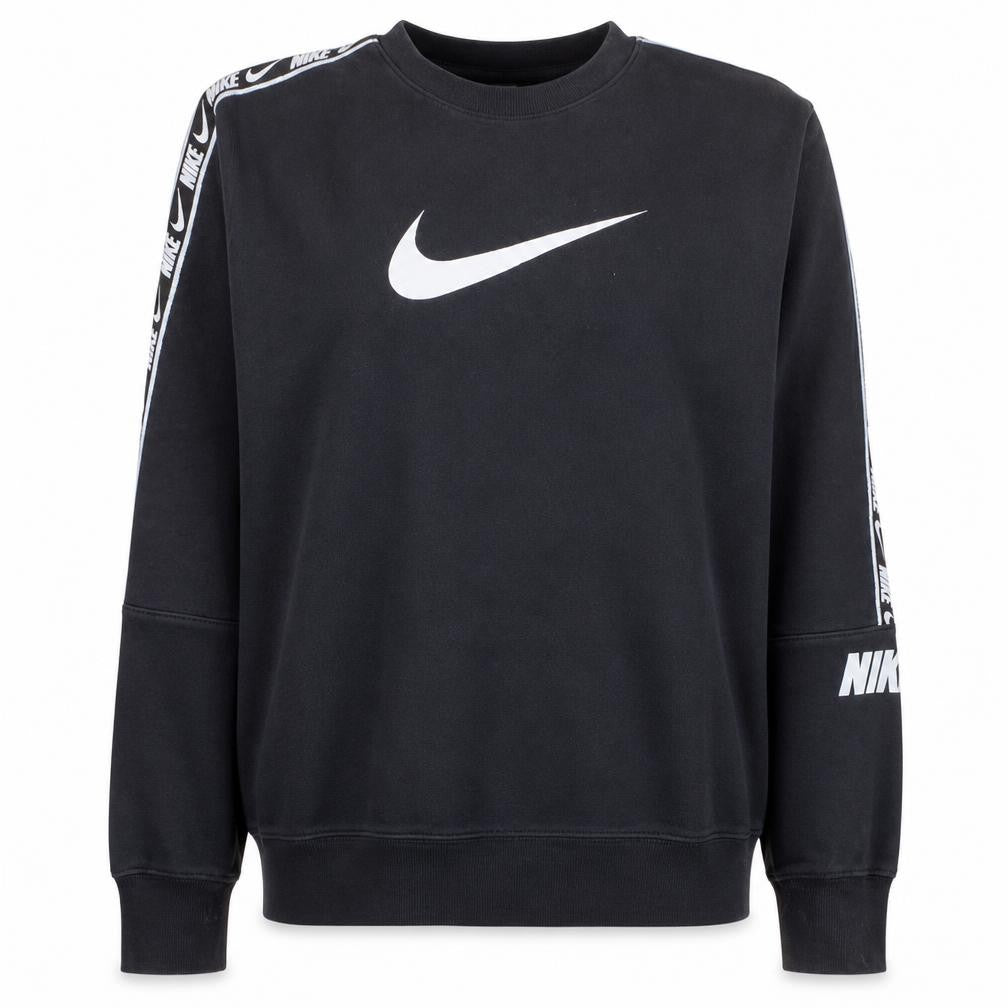 Nike Women Black M Standard Fit Logo Crew Neck Sweatshirt
