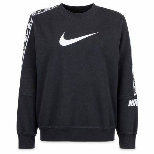 Nike Women Black M Standard Fit Logo Crew Neck Sweatshirt