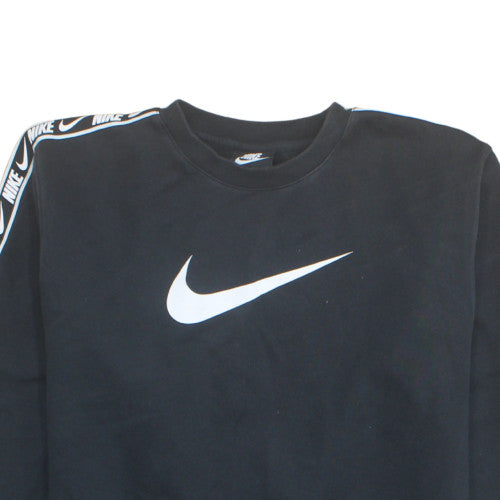 Nike Women Black M Standard Fit Logo Crew Neck Sweatshirt