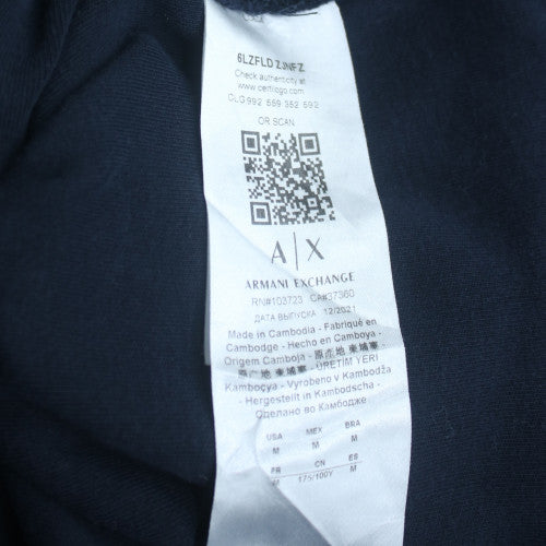 Armani Exchange Men's Blue Long Sleeve Cotton Polo Shirt Size M