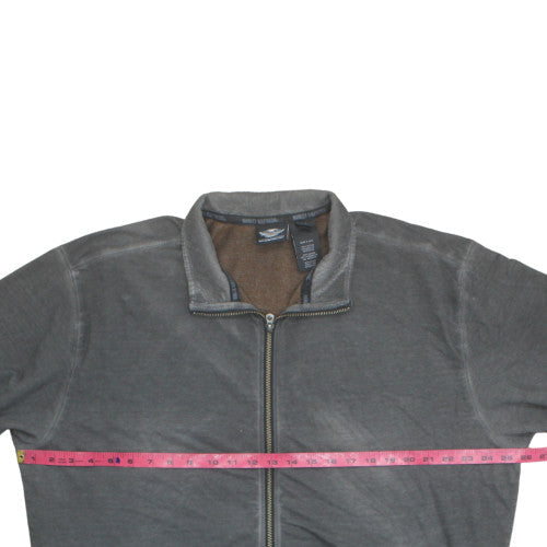 Harley Davidson Men's Grey Full Zip Sweatshirt XL Graphic Logo