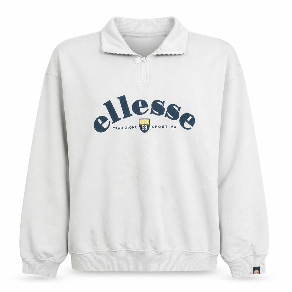 Ellesse Womens Beige 1/4 Zip Pullover Sweatshirt UK M