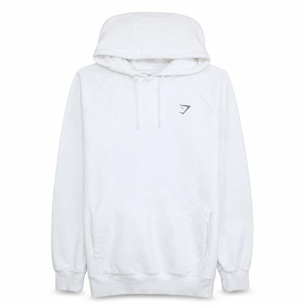 Gymshark Women White Pullover Hoodie M Cotton Blend Activewear