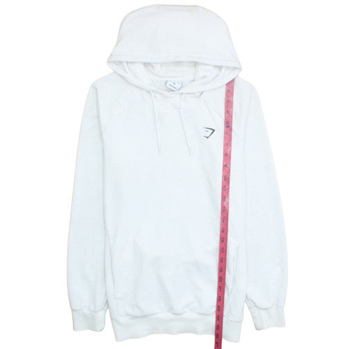 Gymshark Women White Pullover Hoodie M Cotton Blend Activewear
