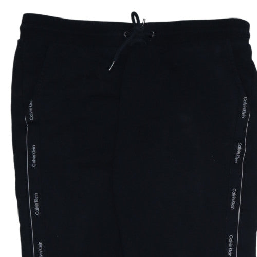 Calvin Klein Men's Black Jogger Trousers Size L Fleece Tapered Fit