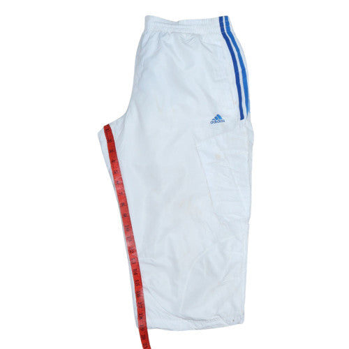 Adidas Men's White ClimaProof M Cropped Track Pants with Blue Stripes